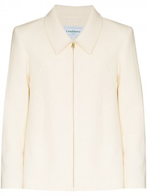 Пиджак на молнии с аппликацией Casablanca. Цвет: белый