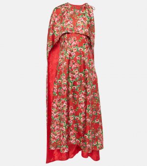 Шелковое платье миди с накидкой , красный Markarian