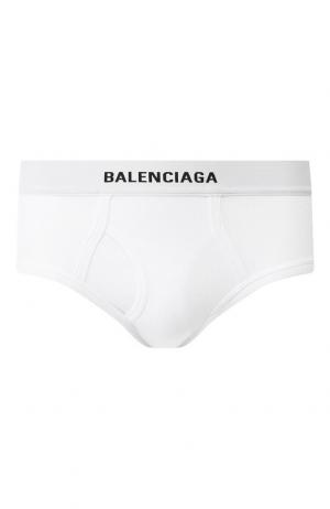 Комплект из трех хлопковых брифов с широкой резинкой Balenciaga. Цвет: белый