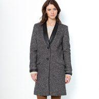 Пальто, 35% шерсти SOFT GREY. Цвет: черный/ серый