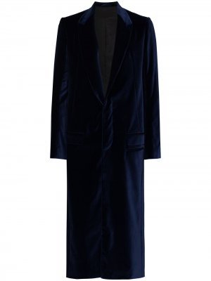 Однобортное бархатное пальто Haider Ackermann. Цвет: синий