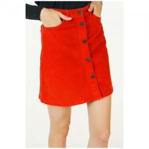 Вельветовая юбка с пуговицами 27003505 Красный 44-46 Noisy may. Цвет: красный
