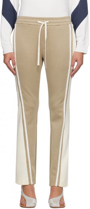 Бежево-белые спортивные брюки с расклешенной лентой Kijun