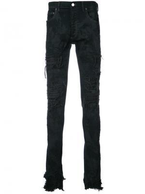 Рваные джинсы с эффектом разбрызганной краски Fagassent. Цвет: черный