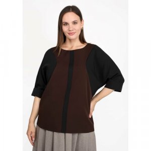 Блуза , повседневный стиль, размер 48, коричневый EL. Цвет: коричневый