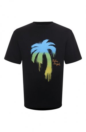 Хлопковая футболка Palm Angels. Цвет: чёрный