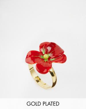 Кольцо с цветком Les Nereides. Цвет: красный