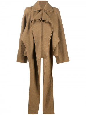 Пальто асимметричного кроя со вставками Lemaire. Цвет: коричневый