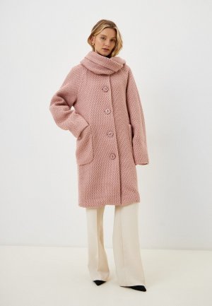 Пальто и шарф LO. Цвет: розовый