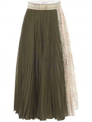 Плиссированная юбка миди с контрастной вставкой JW Anderson. Цвет: зеленый
