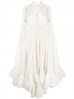 Вечернее платье с оборками и длинными рукавами LANVIN. Цвет: белый