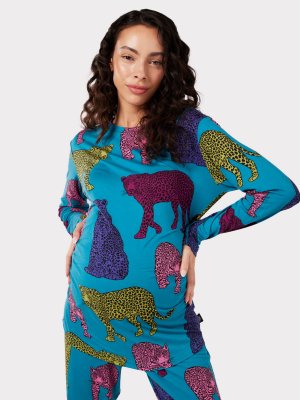 Пижамный комплект с леопардовым принтом для беременных , синий/мульти Chelsea Peers