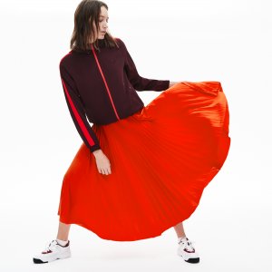 Платья и юбки Женская плиссированная юбка Lacoste. Цвет: оранжевый