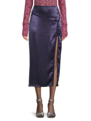 Атласная юбка-миди с боковым разрезом Dakota , темно-синий Free People