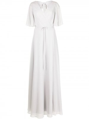 Вечернее платье с драпировкой Marchesa Notte Bridesmaids. Цвет: серый