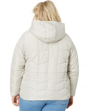 Пуховик U.S. POLO ASSN. Plus Size Zigzag Wave Cozy Faux Fur Lining Hooded Quilted Puffer, цвет Winter Pearl