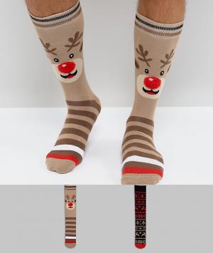 Набор из 2 пар новогодних носков в подарочной упаковке Urban Eccentric. Цвет: мульти