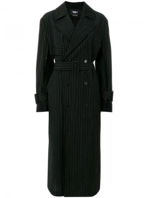 Длинное пальто в полоску Yang Li. Цвет: черный