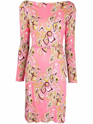 Платье с длинными рукавами и принтом Emilio Pucci. Цвет: розовый