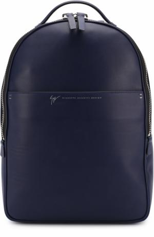 Кожаный рюкзак на молнии Giuseppe Zanotti Design. Цвет: темно-синий