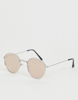 Круглые солнцезащитные очки -Серебряный Burton Menswear