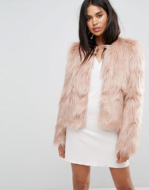 Короткая пушистая куртка -Розовый Ivyrevel
