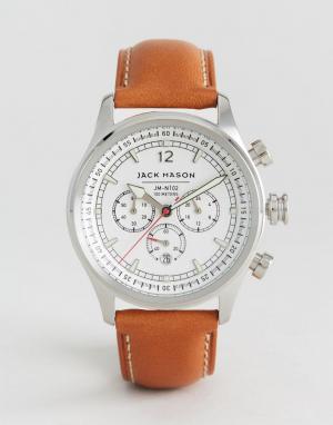 Часы с кожаным ремешком и хронографом Nautical 42 мм Jack Mason. Цвет: рыжий