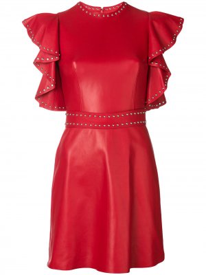 Leather studded mini dress Alexander McQueen. Цвет: красный