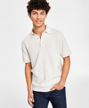 Мужская рубашка-поло фактурной вязки корзинчатой , белый Armani Exchange