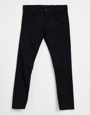 Черные зауженные джинсы с необработанным низом штанин -Черный цвет River Island