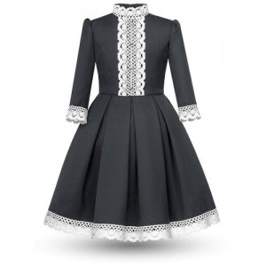 Школьное платье , размер 134-122, белый, серый Alisia Fiori. Цвет: серый/белый
