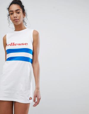 Полосатое платье в баскетбольном стиле с логотипом Heritage ellesse. Цвет: белый