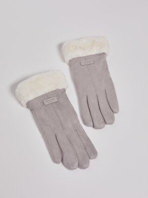 Замшевые перчатки с функцией Touch Screen zolla. Цвет: серый
