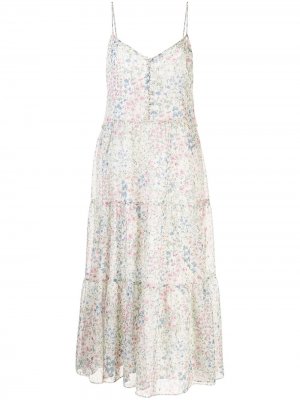 Платье миди с цветочным принтом R13. Цвет: белый
