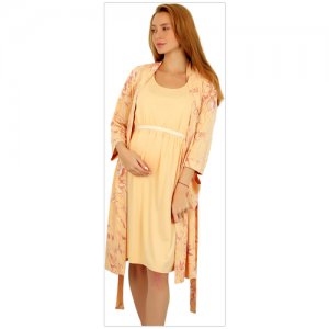 Халат средней длины, укороченный рукав, пояс, трикотажная, размер 50, оранжевый Lika Dress. Цвет: оранжевый