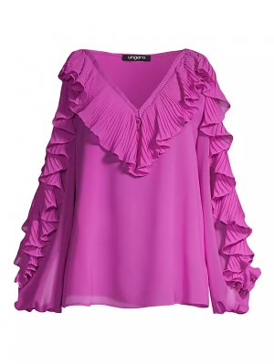 Шифоновая блузка с открытыми плечами и оборками Jayden , цвет pink orchid Ungaro
