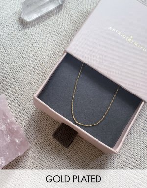 Позолоченная короткая крученая цепочка-ожерелье из стерлингового серебра -Золотой Astrid & Miyu