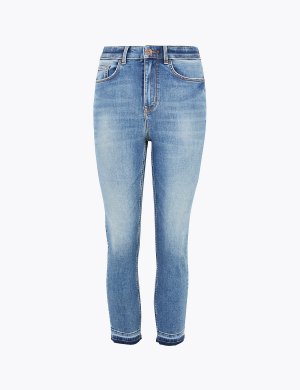 Укороченные мягкие джинсы скинни с высокой талией, Marks&Spencer Marks & Spencer. Цвет: умеренный индиго