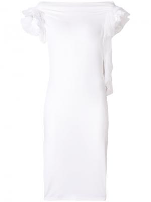 Платье с рукавами рюшами Givenchy. Цвет: белый