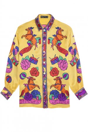 Шелковая рубашка (80-е гг.) Escada by Margaretha Ley Vintage. Цвет: желтый