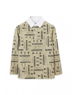 Рубашка-поло с длинными рукавами и логотипом Little Boy's & , цвет archive beige Burberry
