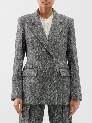 Однобортный пиджак из смесовой шерсти , черный Victoria Beckham
