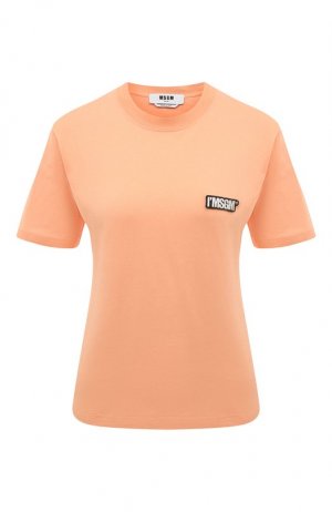 Хлопковая футболка MSGM. Цвет: оранжевый