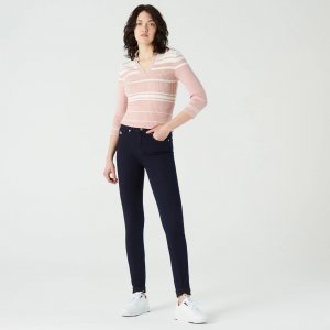 Брюки и шорты Женские джинсы с высокой талией SKINNY FIT Lacoste. Цвет: тёмно-синий