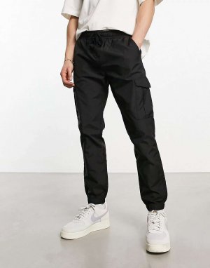 Черные брюки карго из технического материала French Connection. Цвет: черный