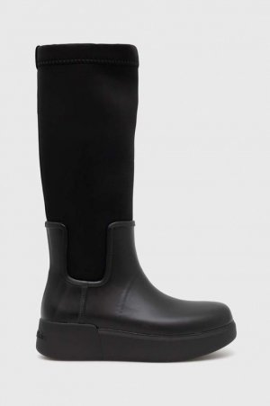 Высокие резиновые сапоги на танкетке Rain Boot , черный Calvin Klein