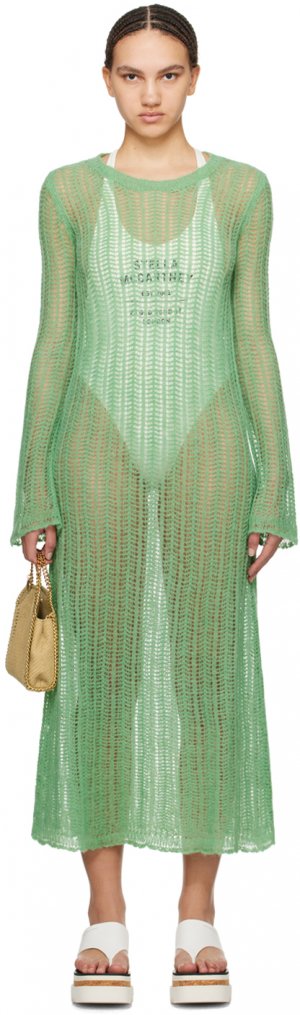 Зеленое воздушное платье-макси Stella Mccartney
