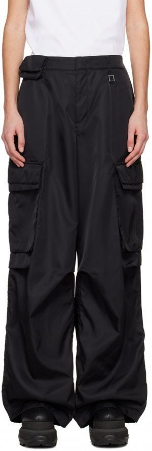 Черные брюки карго с фурнитурой Wooyoungmi