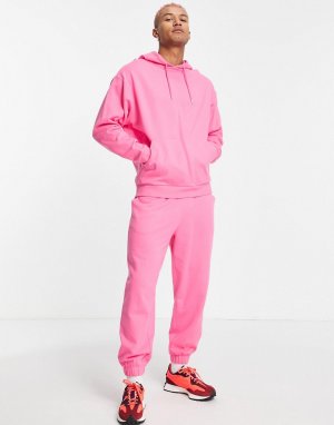 Розовый спортивный oversized-костюм из органического хлопка с худи и джоггерами -Розовый цвет ASOS DESIGN