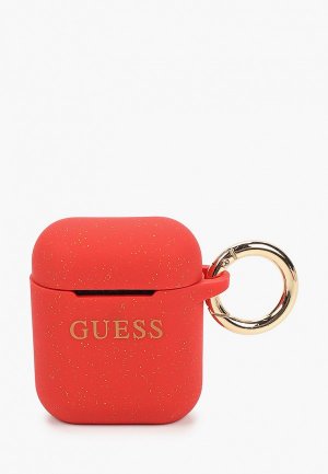 Чехол для наушников Guess Airpods, Silicone case with ring Glitter/Red. Цвет: красный